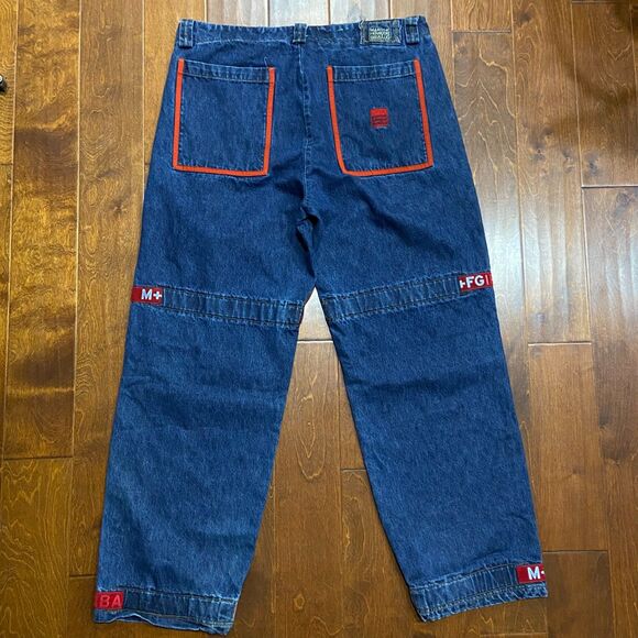 Marithe Francois Girbaud Vtg Baggy Denim Cargo Jeans Shuttle Strap Men's 40 x 35 - Picture 6 of 12